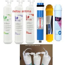 netsu arıtma -HF Serisi, 6lı Su Arıtma Filtre Seti, Üstten Çift Çubuklu Kapalı Kasa Su Arıtma Filtresi, 6 lı Filtre Seti
