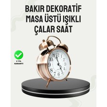Herşey Trend Nostaljik Büyük Boy Metal Masa Saati Bronz Kaplama ve Yüksek Sesli Alarm