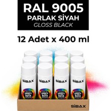 Sibax Akrilik Sprey Boya Parlak Siyah 12’li Paket 400 ml x 12 Adet