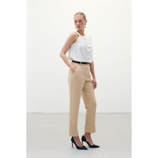 Sateen-Kemerli Pantolon