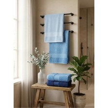 Papillon Lüks Yumuşak Dokulu El Havlusu Mavi Tonları 4'lü Set 50X90 cm