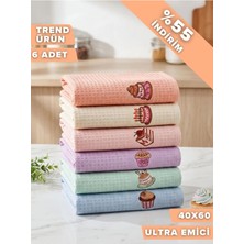 Papillon Tatlı Keyfi | 6’lı Mutfak Kurulama Bezi 40X60 | Nakışlı | Ultra Emici | Çok Amaçlı ve Günlük Kullanım Mutfak Havlusu