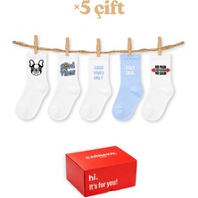 Carnaval Socks 5’li Unisex Desenli Kısa Konç Çorap Seti-2 Hediye Kutulu