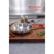 EVREN MUTFAK 30 cm Katmanlı Multi Metal Çelik Tava 2 Mm, (Indüksiyonlu Ocağa Uyumlu)