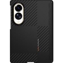 Galaxy Z Fold 8 Kılıf M-Safeli Metal Kamera Çerçeveli Raptic Aramid Skinpro Karbon Kapak Siyah-Gri