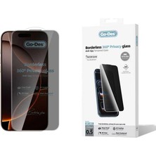 Go-Des iPhone 16 Pro Max Uyumlu Go Des Af Borderless Privacy Temperli Cam Ekran Koruyucu Siyah