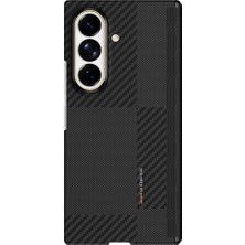 Raptic Galaxy Z Fold 8 Ultra Kılıf M-Safeli Metal Kamera Çerçeveli Aramid Skinpro Karbon Kapak Siyah-Gri