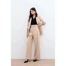 Sateen-Düğme Detaylı Pantolon