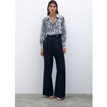 Sateen-Düğme Detaylı Pantolon