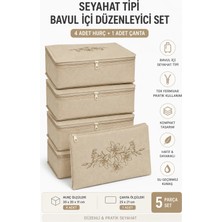 Umbellatum 5 Parça Seyahat Tipi Bavul Düzenleyici Seti Bej Renk 30X30X11 cm Dayanıklı Kumaş