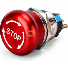 Meon Robotik Otomasyon Acil Stop Butonu 19MM Metal D96 1no/1nc Bas-Çevir – Panel Tipi