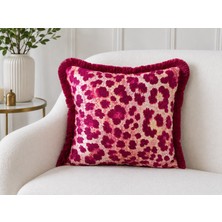 Leopardo Serisi, Süet Saçaklı Kırlent Kılıfı 43X43 cm