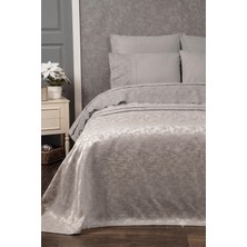 Sevim Battal Boy 6 Parça Pike Takımı - 240X260 cm Şönil Jakarlı Yatak Örtüsü Seti - Gri