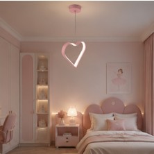 TT901-1-PMB Tt Aydınlatma Kalp Modeli Pembe Boyalı Çocuk Odası LED Avize