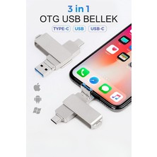 Golden Tech 3 In 1 Otg Flash Bellek USB Yüksek Hızlı (Type-C - Usb-C - Lightning) Iphone-Android-Pc Uyumlu