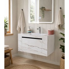 Akay Dizayn Porselen Banyo Lavabosu - Beyazgri K01