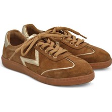Venüs Deri Kadın Süet Sneakers Ayakkabı Taba-Altın 2609902Y