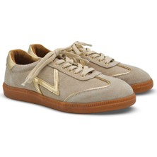 Venüs Deri Kadın Süet Sneakers Ayakkabı Taş-Altın 2609902Y