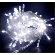 Aesco 10M 100 LED Boncuk Lamba Beyaz Işık Şeffaf Kablo