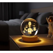 Orvessa Güneş Sistemi ve Astronot Kristal Küre Işıklı Dekoratif Küre Masa ve Gece Lambası