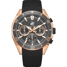 Beverly Hills Polo Club Erkek Kol Saati Siyah Silikon Kordon Gri Kadran Rose Gold Kasa 42.5mm Seramik Cam 10 Atm