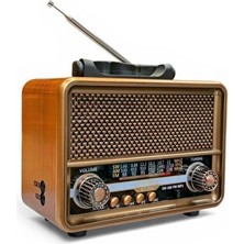 Orvessa Ahşap Görünümlü Eskitme Radyo, Güneş Panelli ve Alarm Özellikli Alarm Saatli Radyo