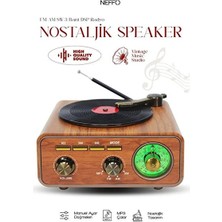 Orvessa Retro Ahşap Plak Çalar ve Bluetooth Hoparlör, Vintage Radyo Görünümünde