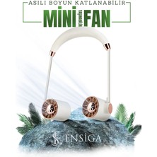 Ensiga Mini Fan USB Tembel Asılı Boyun Katlanabilir Taşınabilir Küçük Fan Uzun Ömrü Turbo