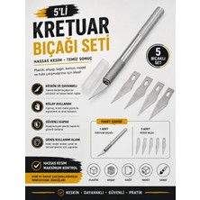 Kretuar Bıçağı, Plastik Ahşap Kesme Sanat Bıçağı, Neşter, 5 Bıçaklı Kretuvar Bıçağı Seti