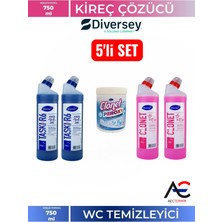 Diversey Clonet 5'li Set Temizlik Paketi 1 Mutfak Yağ Çözücü + 2 Banyo + 2 Tuvalet Temizleyici