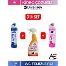 Diversey Clonet 3'lü Temizlik Paketi (1 Mutfak Yağ Çözücü + 1 Banyo Temizleyici + 1 Tuvalet Temizleyici) Güçlü Formül