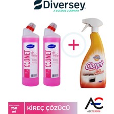 Diversey Clonet Temizlik Paketi ( 1 Adet Mutfak Temizleyici + 2 Adet Banyo ve Kireç Çözücü ) 3'lü Set
