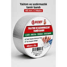 Bumy Çatı İzolasyon (48 mm X 2 MT) Su Sızdırmazlık Geçirmez Yalıtım Çamur Butil Sakız Tamir Bant Bandı