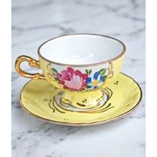Manushum El Yapımı Porselen Sultan Kahve Fincanı- Limon Sarı 1 Adet