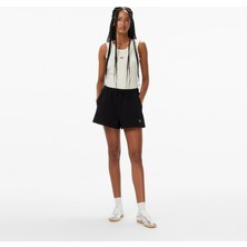 Calvin Klein A French Terry Badge Logo Kadın Siyah Şort