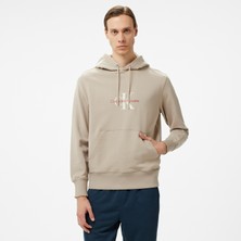 Calvin Klein Jeans Distressed Monologo Erkek Bej Hoodie