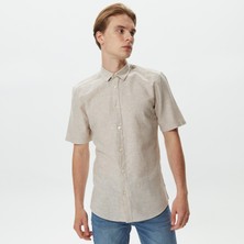 Only&sons Onscaiden Kısa Kollu Solid Linen Erkek Kahverengi Gömlek