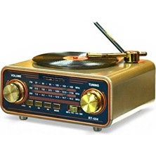 Solvéra Bluetooth ve Alarm Özellikli Nostaljik Plak Görünümlü Radyo Alarm Saatli Radyo