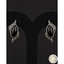 Oltu Taşı 925 Ayar Gümüş  Beyzi Model Küpe OLTUKÜPE0002