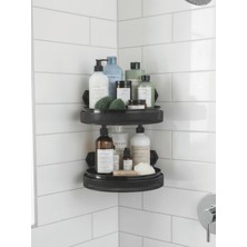Evstyle Iki Adet Metal 360 Döner Iç Hazneli Banyo Köşeliğ & Düzenleyici - Siyah