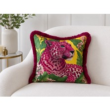 Pelin Abaka Leopardo Serisi, Süet Saçaklı Kırlent Kılıfı 43X43 cm