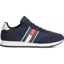 Tommy Hilfiger Erkek Süet Detaylı Bayrak Logo Desenli Lacivert Sneaker EM0EM01709-C1G