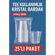 Merip Plastik Lüks Kristal Bardak- Mika Bardak- Şeffaf- 25 Li Paket - Sert Plastik