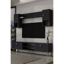 Dekortis Home Dekor 180DHDTÜR3AG Hera Lazer Desenli Tv Ünitesi Antrasit-Gümüş