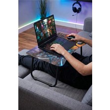 Zevahir Mobilya Dekorasyon Katlanabilir Cam Laptop Sehpası - Valorant Temalı Plastik Ayaklı Sehpa