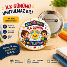 Hediye Panayırı 20 Adet Anaokulumda Ilk Günüm Mutluyum Rozeti 44 mm Metal Iğneli Okul Rozeti | Anaokulu Ilk Gün Hediyesi