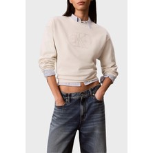 Calvin Klein % 100 Pamuk Logolu Regular Fit Bisiklet Yaka Sweat LV047G820GYAS Bayan Sweat LV047G820G Yas