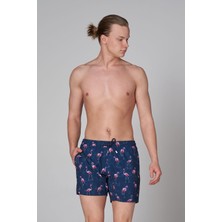 John Frank Flamingo Desenli Hızlı Kuruyan Mayo Short Erkek Mayo Short JFSSSWL61