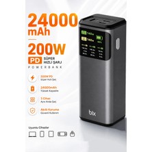 Exenar 24000MAH 200W Powerbank 140W Usb-C Çıkış Dijital Ekran 3 Port Laptop Telefon Taşınabilir Şarj Cihazı