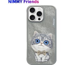 Nimmy Nımmy iPhone 16 Uyumlu  3D Gerçek Nakış Işlemeli New Big Eyes Kedi Desenli Silikon Kılıf